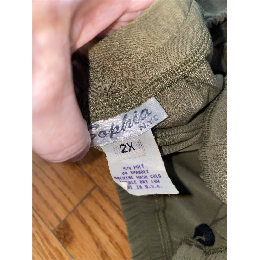 Sophia N.Y.C Green Wrap Front Pants Women's Plus Size 2X Elastic Waist New W/Tag - Picture 3 of 4